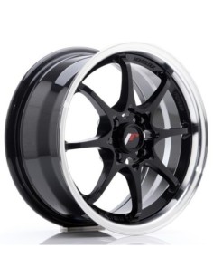 JR Wheels JR5 15x7 ET35 4x100 Gloss Black w/Machined Lip