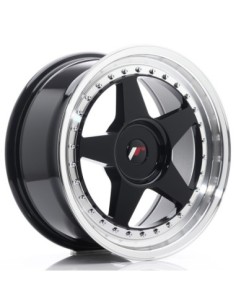 JR Wheels JR6 17x8 ET35 BLANK Glossy Black w/Machined Lip